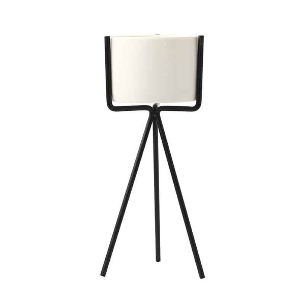 Schwarz-weißer Sukkulentenständer mit Topf 4